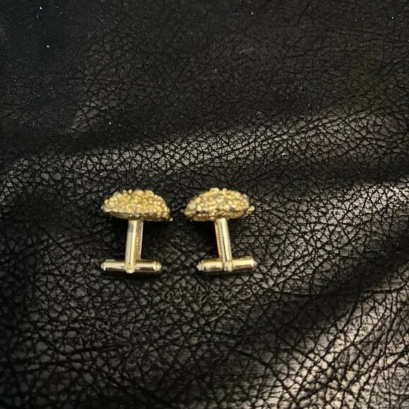 Vintage HADLEY STERLING Etched Gold Nuggets Cufflinks Signed Sterling Cufflinks